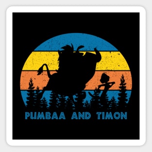 Retro Pumbaa and Timon Magnet
